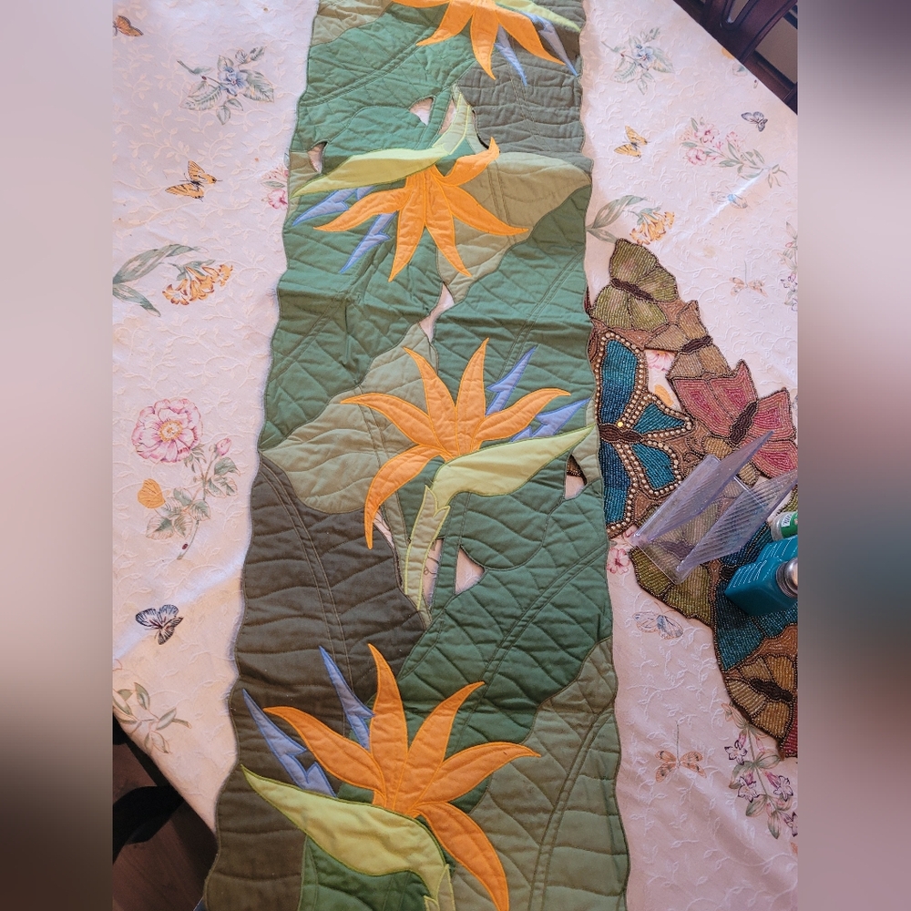 Tropical Bird Of Paradise Quilted Table Runner